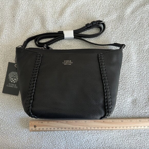 Vince Camuto “Dila” Crossbody – Matte Pebbled Leather (BNWT)-Black - Picture 1 of 6